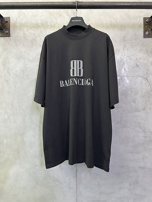 バレンシアガ Balenciaga 新しいダブルBロゴプリント半袖Tシャツ