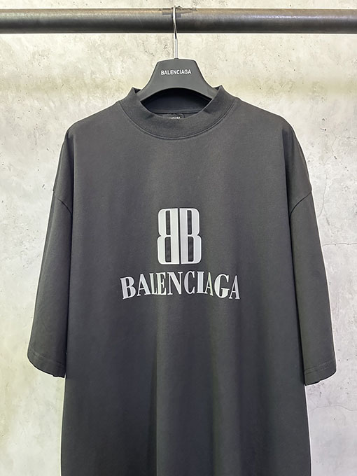 バレンシアガ Balenciaga 新しいダブルBロゴプリント半袖Tシャツ