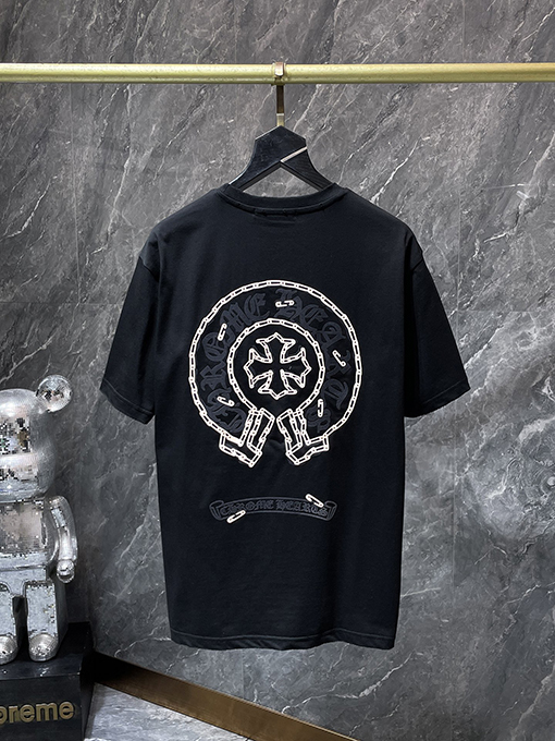 クロムハーツ クラシックな馬蹄のフロックレタリング半袖Tシャツ