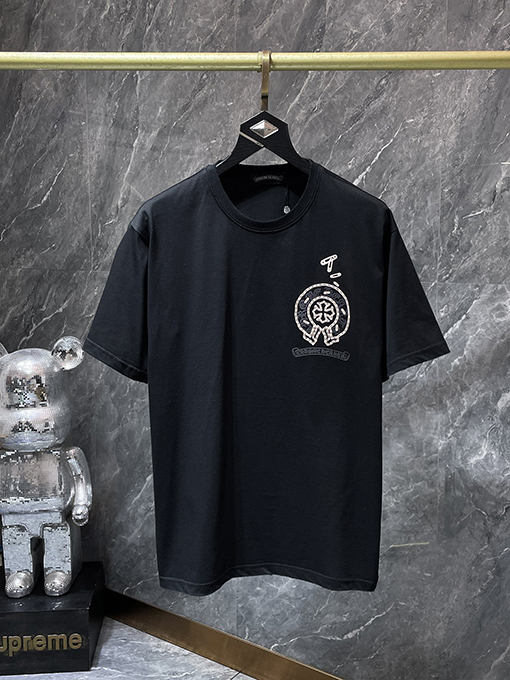 クロムハーツ クラシックな馬蹄のフロックレタリング半袖Tシャツ