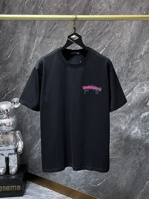 クロムハーツコピー クラシックなサンスクリットのスクロール彫刻半袖Tシャツ
