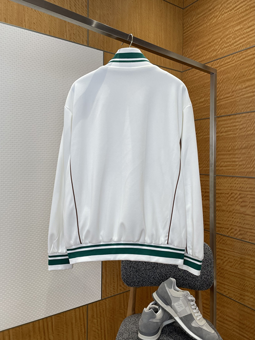 ルイヴィトン レザーラベルのカラーブロックストライプスタンドカラージャケット