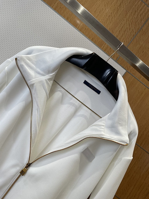 ルイヴィトン レザーラベルのカラーブロックストライプスタンドカラージャケット