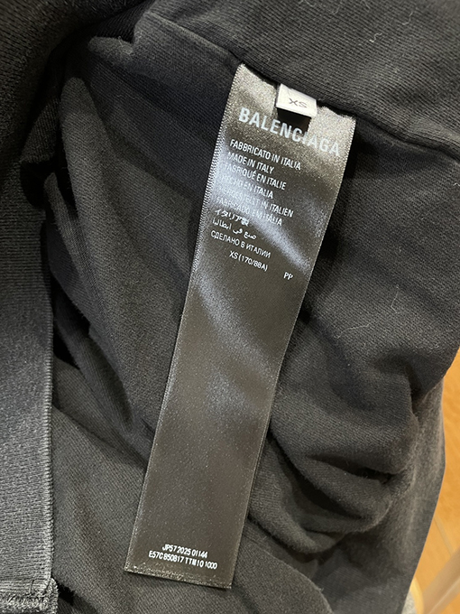 バレンシアガ BALENCIAGA チェック柄パッチワークのダメージフード付きスウェットシャツジャケット