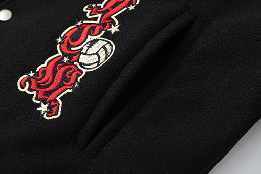 オフホワイト off white 刺繍パッチワークベースボールダウンジャケット