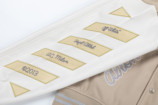 オフホワイト off white コラボレーションロゴタグベースボールジャケット