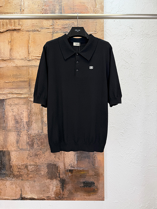 セリーヌスーパーコピー ニット刺繍半袖ポロシャ