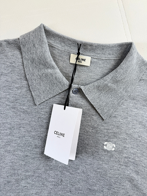 セリーヌスーパーコピー ニット刺繍半袖ポロシャ