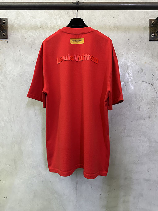 ルイヴィトン LOUIS VUITTON フロントとバックに新しいロゴがった厚のクルーネック半袖Tシャツ