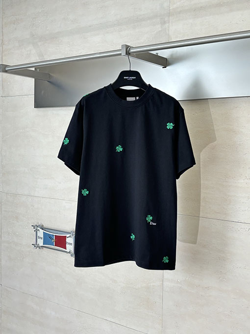 ディオール 四つ葉のクローバー刺繍半袖Tシャツ