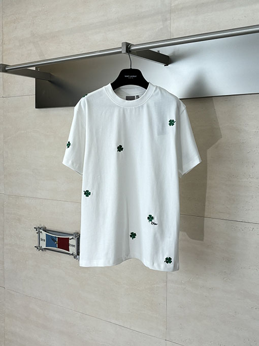 ディオール 四つ葉のクローバー刺繍半袖Tシャツ