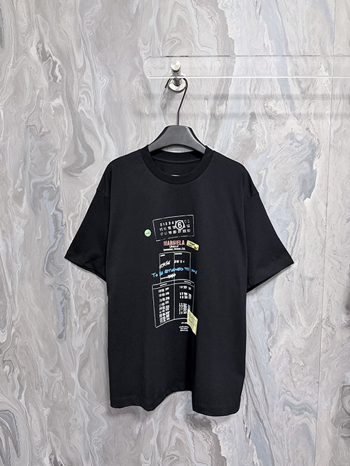 マルタンマルジェラ Maison Margiela MM6 プリントクルーネックドロップショルダー半袖Tシャツ