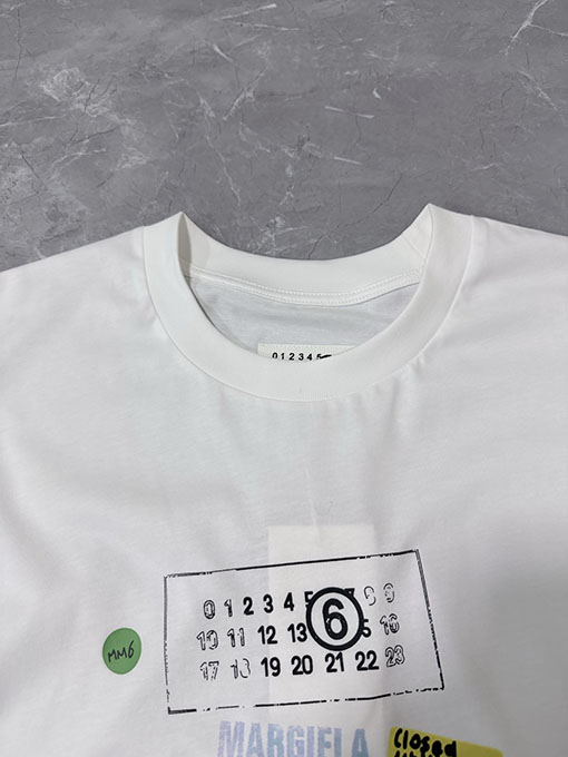マルタンマルジェラ Maison Margiela MM6 プリントクルーネックドロップショルダー半袖Tシャツ