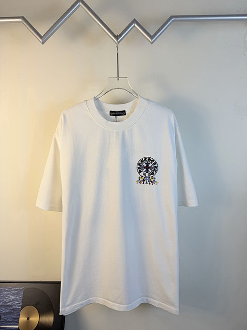 クロムハーツ 新作ダブルヤーンピュアコットン半袖Tシャツ