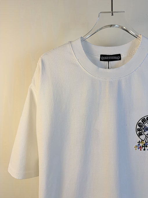 クロムハーツ 新作ダブルヤーンピュアコットン半袖Tシャツ