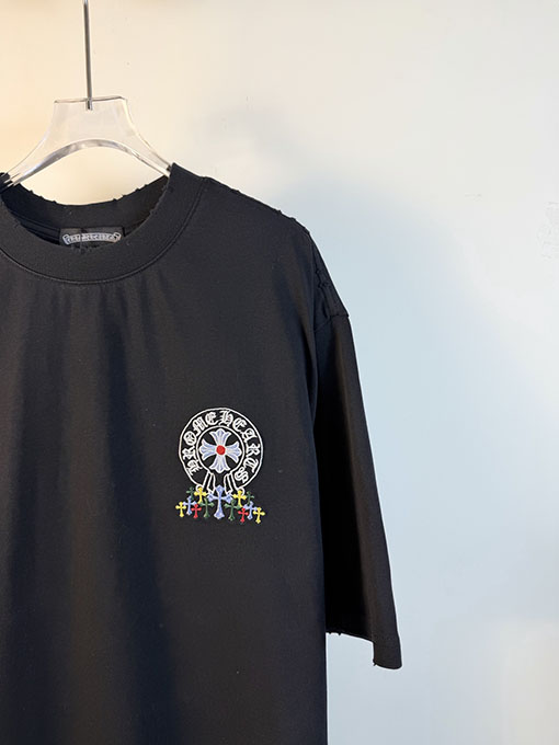 クロムハーツ 新作ダブルヤーンピュアコットン半袖Tシャツ