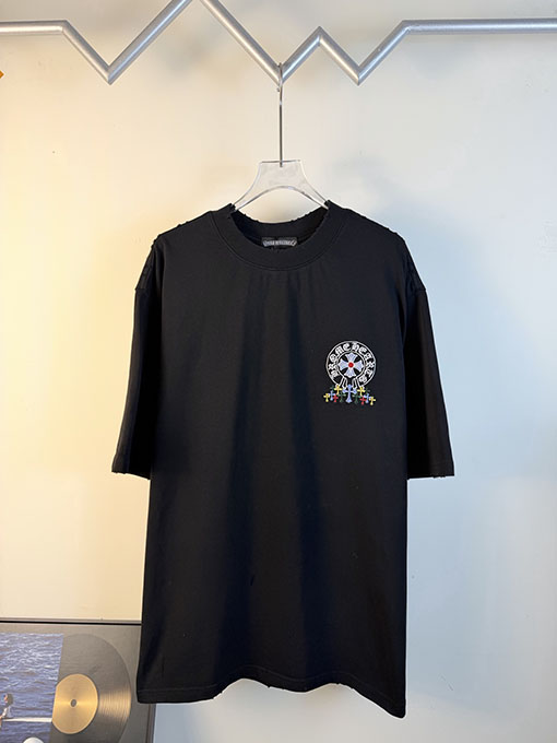 クロムハーツ 新作ダブルヤーンピュアコットン半袖Tシャツ