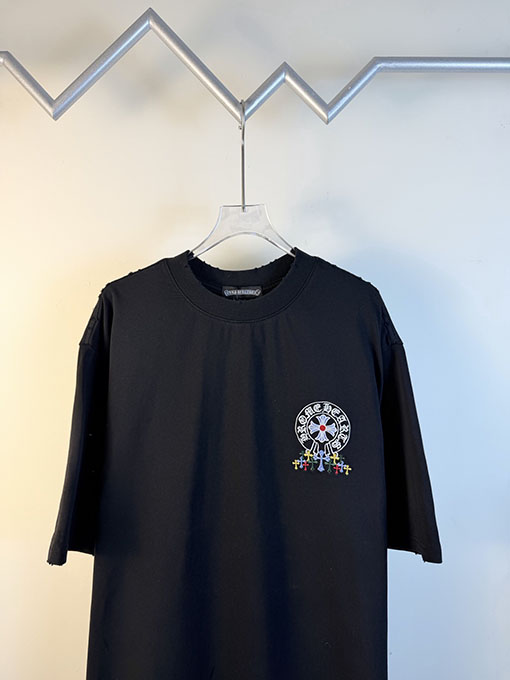 クロムハーツ 新作ダブルヤーンピュアコットン半袖Tシャツ