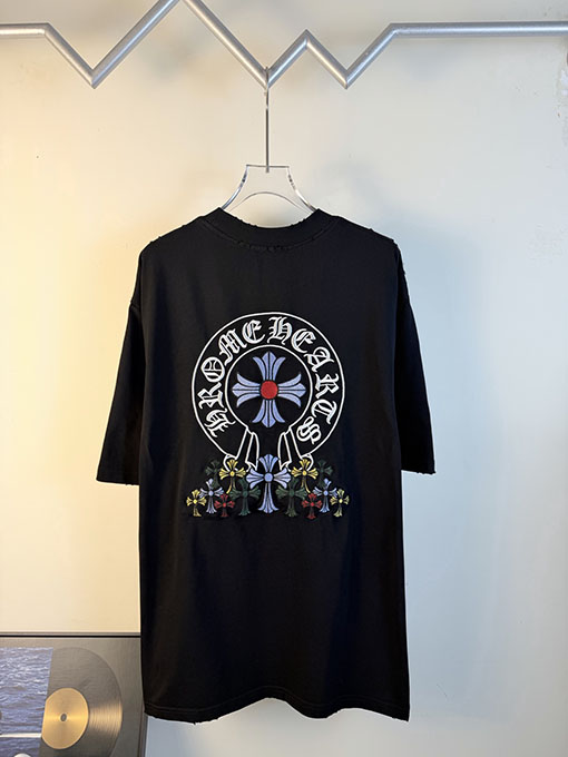 クロムハーツ 新作ダブルヤーンピュアコットン半袖Tシャツ