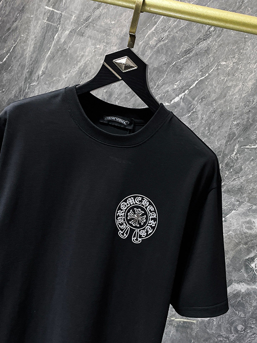 クロムハーツ 馬蹄形のサンスクリット文字ホットフィックスラインストーン手縫いの半袖Tシャツ
