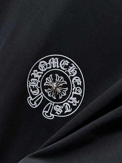 クロムハーツ 馬蹄形のサンスクリット文字ホットフィックスラインストーン手縫いの半袖Tシャツ