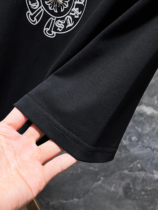 クロムハーツ 馬蹄形のサンスクリット文字ホットフィックスラインストーン手縫いの半袖Tシャツ