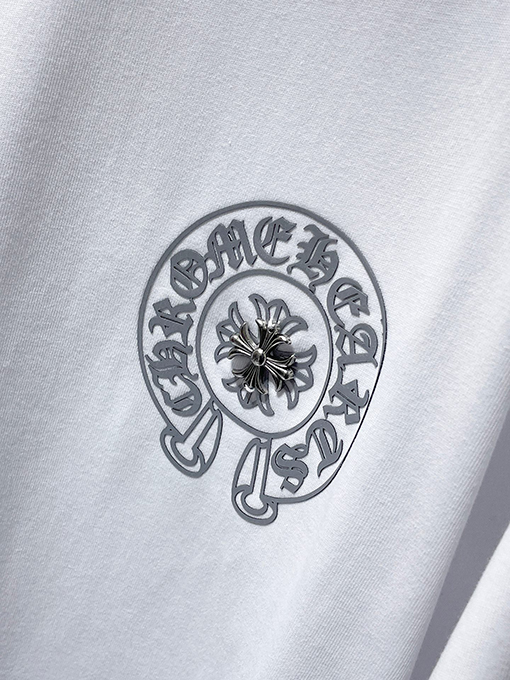 クロムハーツ 馬蹄形のサンスクリット文字ホットフィックスラインストーン手縫いの半袖Tシャツ