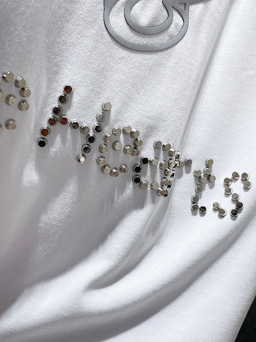 クロムハーツ 馬蹄形のサンスクリット文字ホットフィックスラインストーン手縫いの半袖Tシャツ