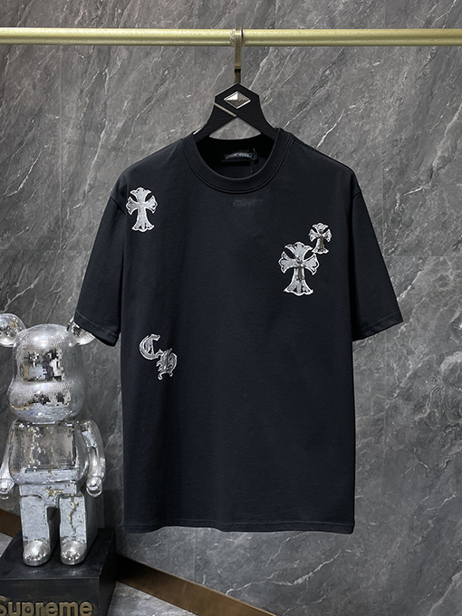 クロムハーツスーパーコピー 重なりう鉄十字サンスクリット半袖Tシャツ