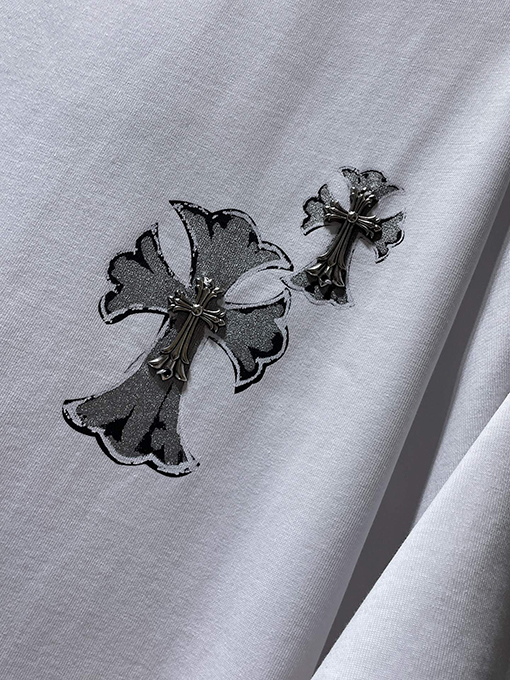クロムハーツスーパーコピー 重なりう鉄十字サンスクリット半袖Tシャツ