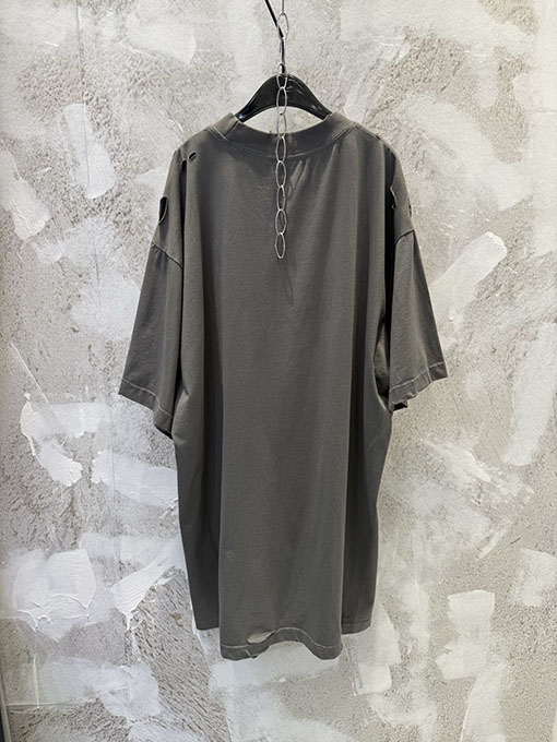 バレンシアガ human being プリント文字のダメージをしたイレギュラーヘムのシリーズ半袖Tシャツ