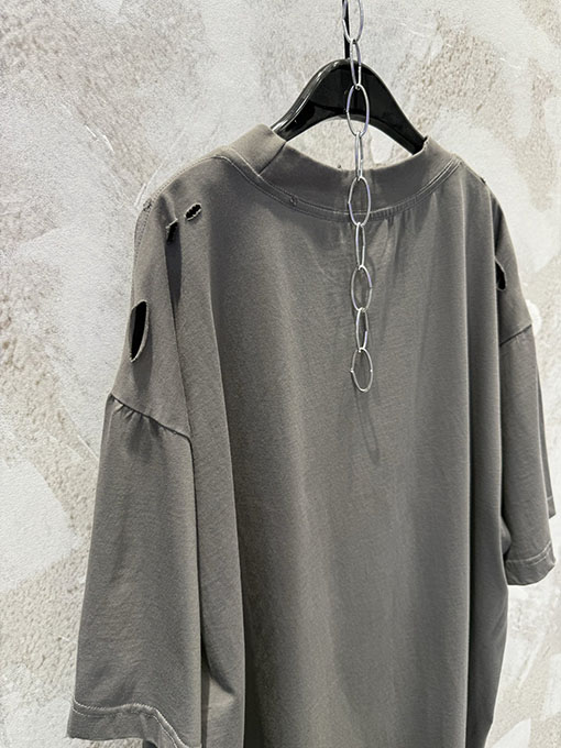 バレンシアガ human being プリント文字のダメージをしたイレギュラーヘムのシリーズ半袖Tシャツ