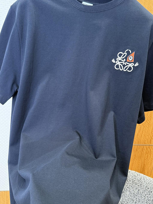 ロエベコピー ロゴ刺繍クルーネック半袖Tシャツ