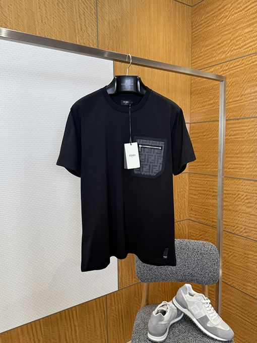 フェンディコピー ジッパー付きポケット付き半袖Tシャツ