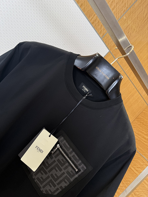 フェンディコピー ジッパー付きポケット付き半袖Tシャツ
