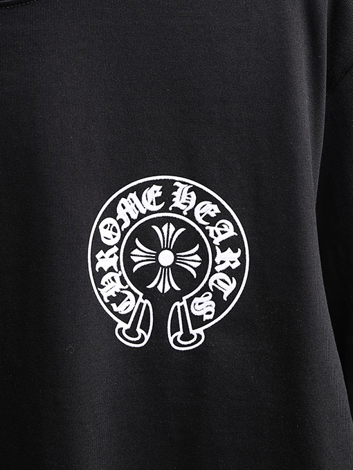 クロムハーツ フロントとバックパネルにフロックバックプリントの半袖Tシャツ