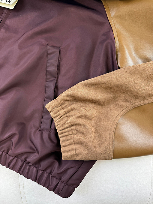 ロエベコピー パッチワークレザー刺繍コート