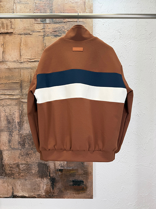 ルイヴィトン カラーブロックストライプのスタンドカラージップアップジャケット