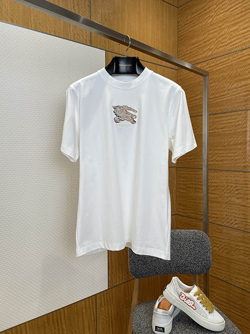 バーバリー BURBERRY チェック柄の軍馬アップリケクルーネック半袖Tシャツ