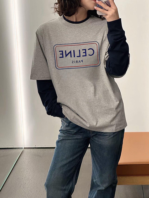 セリーヌ CELINE プリントクルーネック半袖Tシャツ