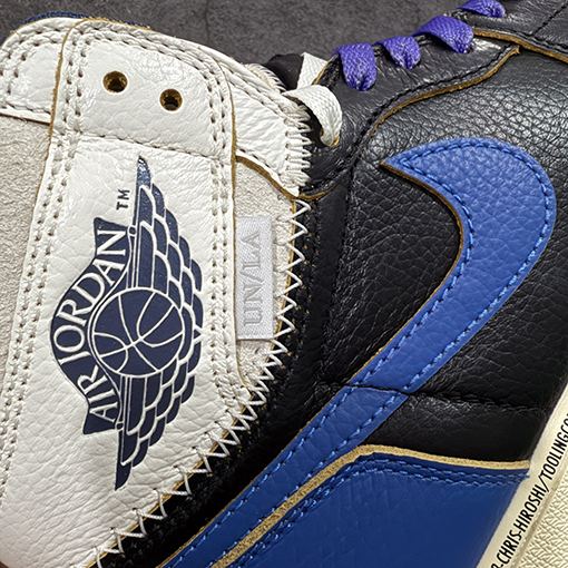 ナイキ 藤原ヒロシ氏による三者コラボレーション4色パッチワークのグレー稲妻ホワイトブルーブラックのシューズ