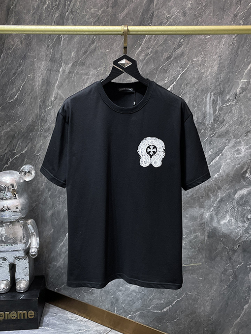 クロムハーツ 馬蹄型のウォッシュとダメージをした半袖Tシャツ