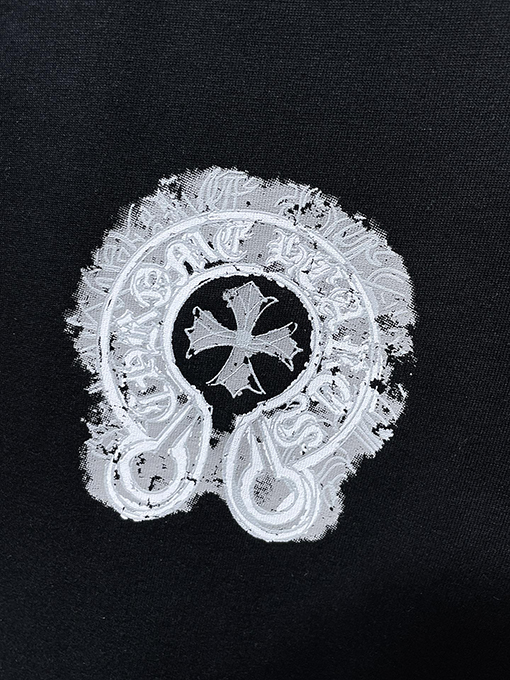 クロムハーツ 馬蹄型のウォッシュとダメージをした半袖Tシャツ