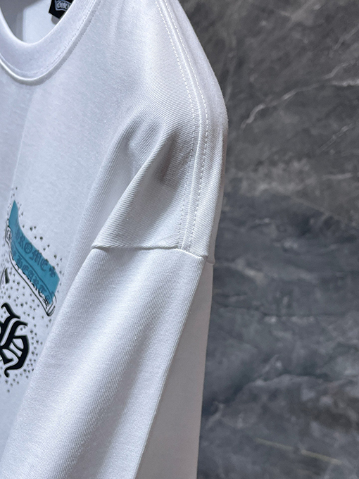 クロムハーツコピー 馬蹄手描きサンスクリットヘビーラインストーン半袖Tシャツ