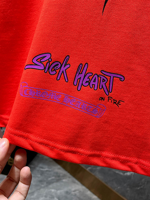 クロムハーツスーパーコピー Mattyboy グラフィティ フレイム ハート 半袖Tシャツ