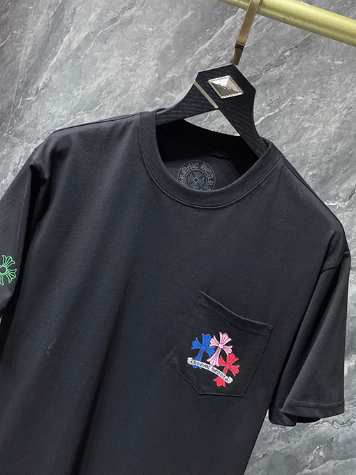 クロムハーツ クラシックなカラフルファントムクロスレターフローラル半袖Tシャツ