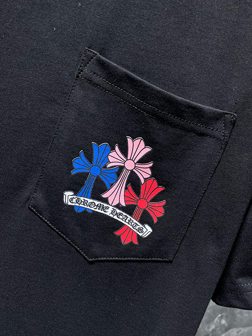 クロムハーツ クラシックなカラフルファントムクロスレターフローラル半袖Tシャツ
