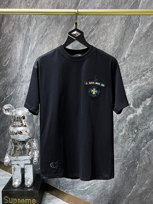 クロムハーツ 刺繍入りカラフルクラシッククロスホースシュー半袖Tシャツ