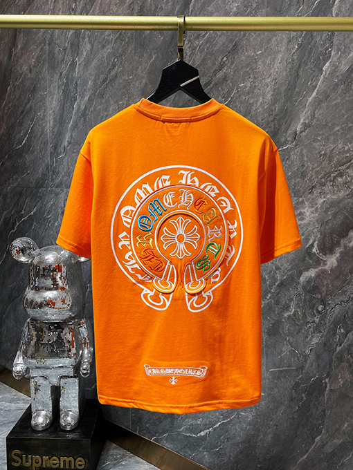 クロムハーツ 刺繍入りカラフルクラシッククロスホースシュー半袖Tシャツ