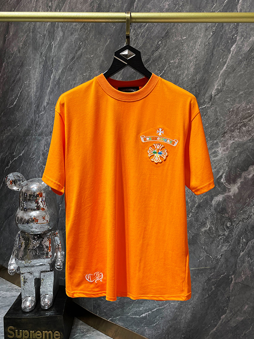 クロムハーツ 刺繍入りカラフルクラシッククロスホースシュー半袖Tシャツ